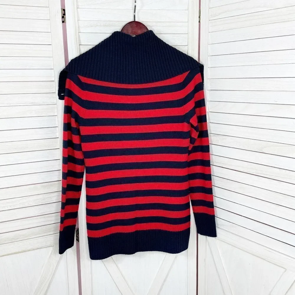 Banana Republic Striped Shawl Collar Button Up Cardigan Sweater Red Blue‎ Small